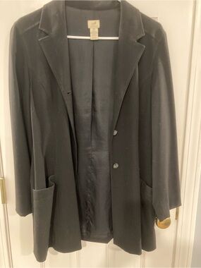 J. Jill Black Single-Breasted Long Blazer